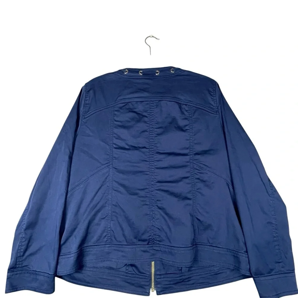 Chicos Navy Blue Nautical Stylish Lightweight Utility Zip Up Jacket - Sz 12/L